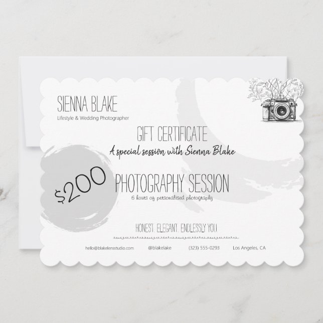 Minimal Botanical Photography Elegant Gift Voucher (Front)