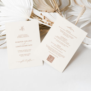 Minimal Botanical Terracotta Floral Boho Wedding Invitation