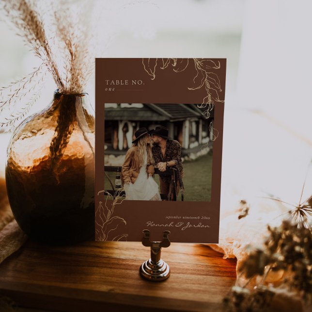 Minimal Botanical Terracotta | Table Number Card (Creator Uploaded)