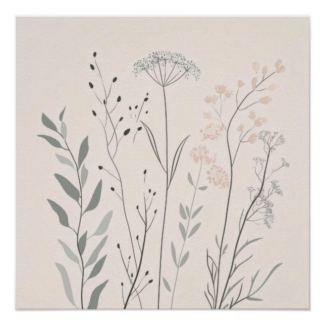 Minimal Botanical Wall Art – Soft Wildflower (Front)