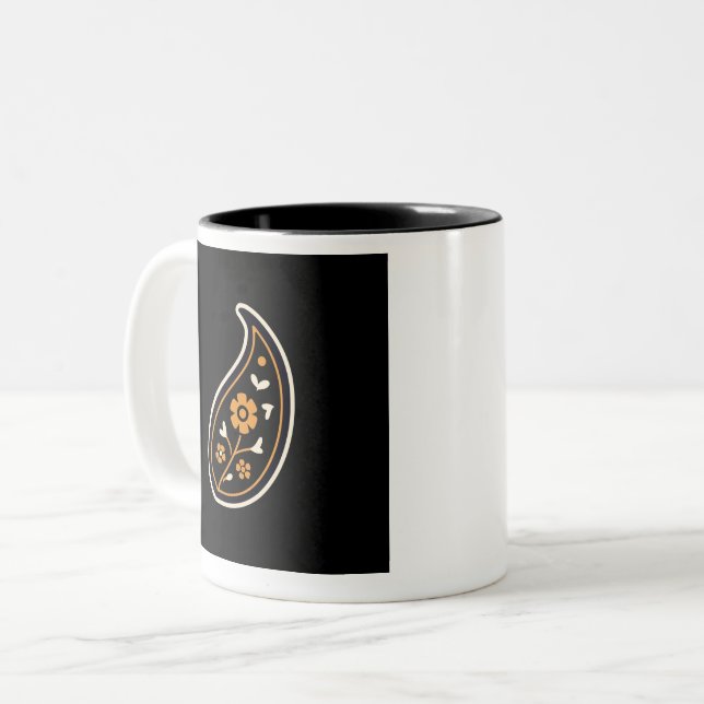 Minimal Boteh Paisley Two-Tone Coffee Mug (Front Left)