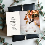 Minimal Bow Cute Saying Pet Christmas Photo Holiday Card<br><div class="desc">Send some holiday cheer with a dose of canine charm. This modern minimalist Christmas card features a photo template on the right and the playful saying “Being this cute is my nice list hack.” A petite bow illustration adds a timeless touch, while the coordinating back design with repeating bows ties...</div>