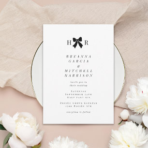 Minimal Bow Initials Wedding Invitation