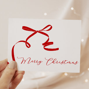 Minimal Bow Merry Christmas  Holiday Card
