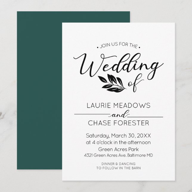 Minimal Branch Wedding Invitation (Front/Back)