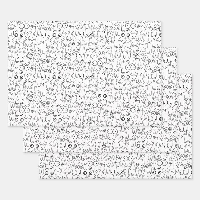 minimal breast woman design wrapping paper sheet (Set)