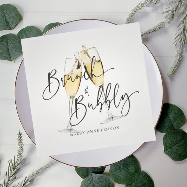 Minimal Bridal Brunch and Bubbly Napkins (Creator Uploaded)