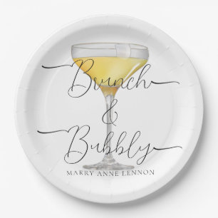 Minimal Bridal Brunch and bubbly Party Paper Plate