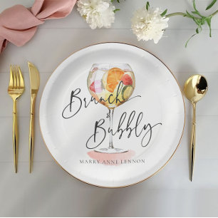 Minimal Bridal Brunch Bubbly Cocktail Party Paper Plate