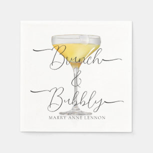 Minimal Bridal Brunch Champagne Cocktail Napkins