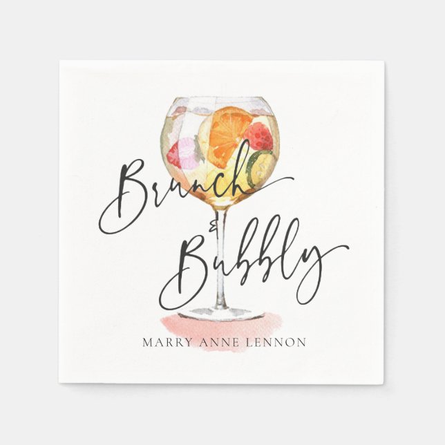 Minimal Bridal Brunch Cocktail Napkins (Front)