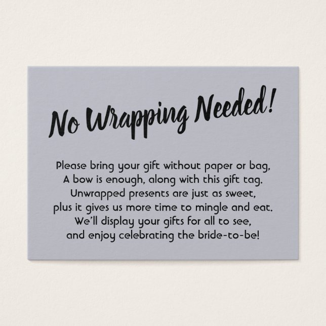 Minimal Bridal No Wrap Shower Blue Gift Card (Front)