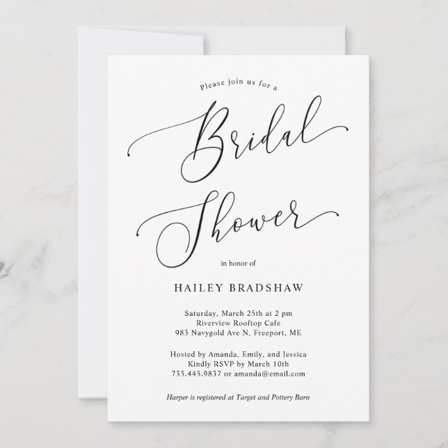 Minimal Bridal Shower  Invitation (Front)