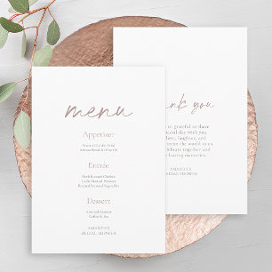 Minimal Bridal Shower Menu & Thank You Card