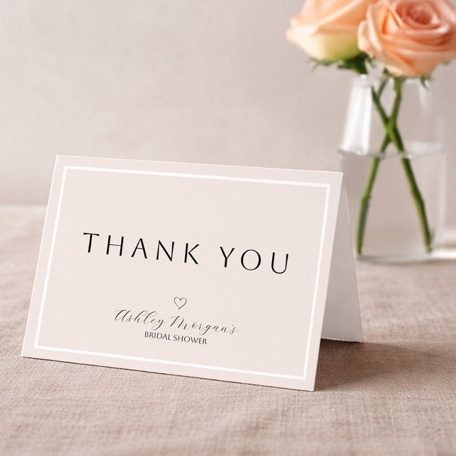 Minimal Bridal Shower Thank You Card | Modern Scri (Bridal Shower Thank You Card)