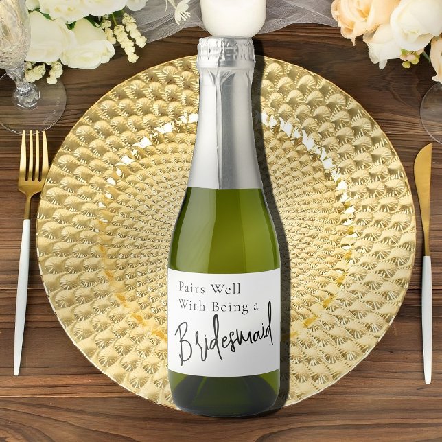 Minimal Bridesmaid Proposal  Sparkling Wine Label (Creator Uploaded)