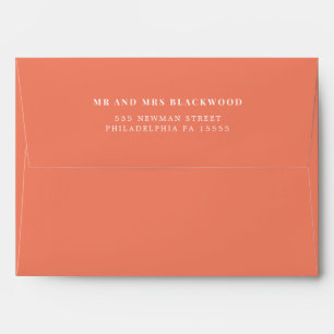 Minimal Bright Coral Peach Pink Return Address Envelope