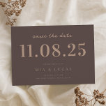 Minimal Brown Chic Wedding Date Non-Photo Save The Date<br><div class="desc">Personalise this minimal chic design wedding save the date with all of your details.</div>