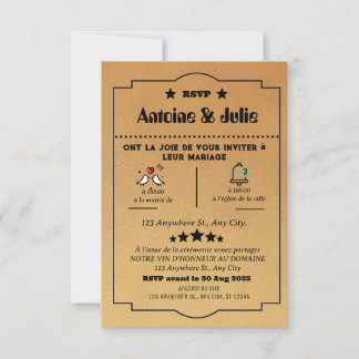 minimal brown Elegance wedding RSVP Card