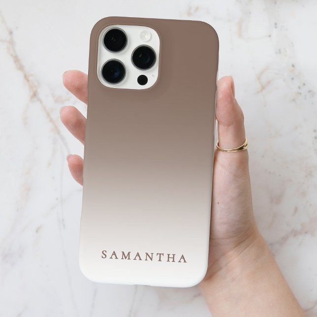 Minimal Brown Gradient Modern Classy Personalised Case-Mate iPhone Case (Minimal Brown Gradient Modern Classy Personalized Case-Mate iPhone Case)