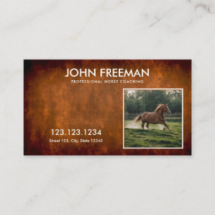 Minimal Brown Horse Photo Rustic Coaching Business Card