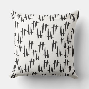 Minimal Brush‑Stroke Tally Pattern Cushion