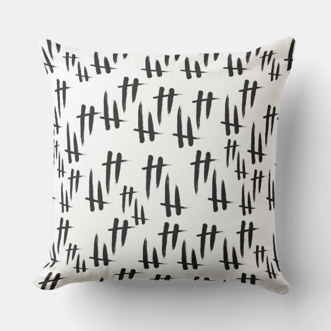 Minimal Brush‑Stroke Tally Pattern Cushion (Front)