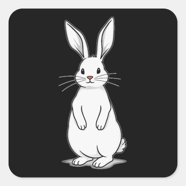 Minimal Bunny Line Art – Easter Design Autocolante Square Sticker (Front)