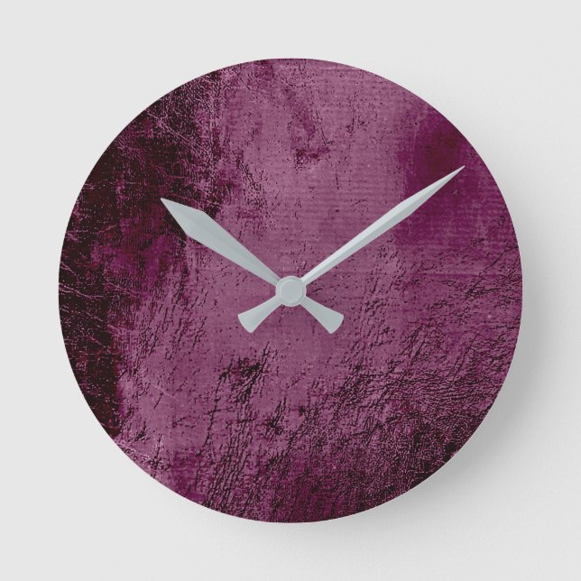 Minimal Burgundy Bordeaux Beetroot Noir Glass Round Clock (Front)