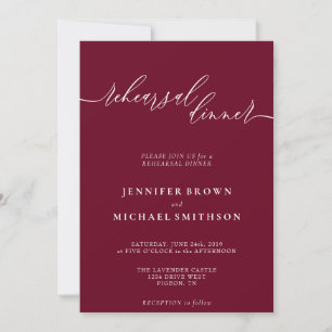 Minimal Burgundy Celebration Rehearsal Dinner Invitation