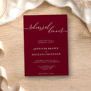 Minimal Burgundy Celebration Rehearsal Dinner Invitation