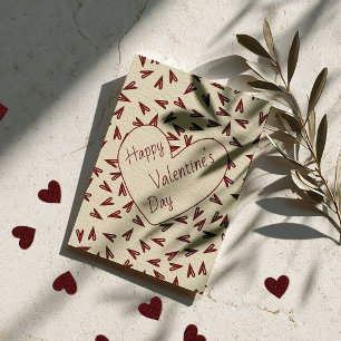 Minimal Burgundy & Cream Hearts Valentine Holiday Card