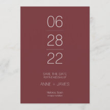 Minimal burgundy elegant typography save the date