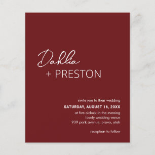 Minimal Burgundy Modern Budget Wedding Invite Flyer