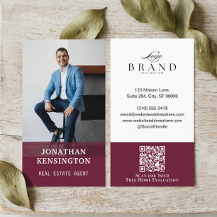Minimal Burgundy Modern Professional Real Estate Business Card