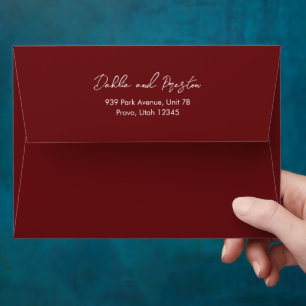 Minimal Burgundy Modern Wedding Envelope