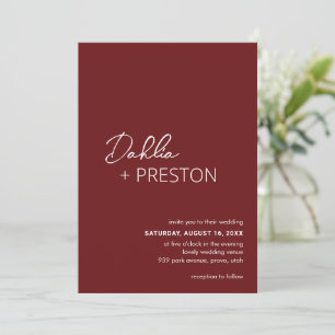 Minimal Burgundy Modern Wedding Invitation