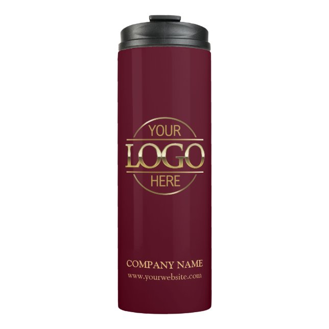 Minimal Burgundy Promotional Company Business Logo Thermal Tumbler (Front)