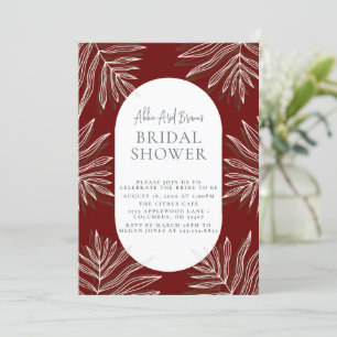 Minimal Burgundy Text Script Boho Bridal Shower Invitation