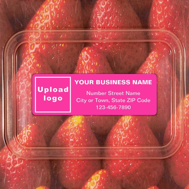 Minimal Business Branding on Pink Rectangle (Pink rectangle adhesive label with minimal business branding)