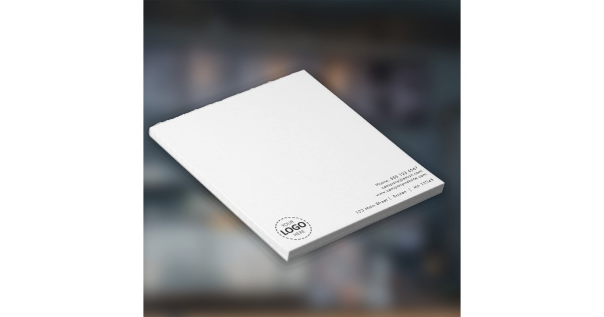 Minimal Business Logo and Address Upload Notepad | Zazzle