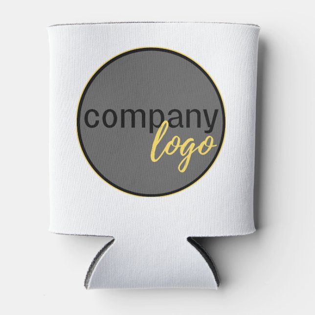 MINIMAL BUSINESS LOGO COMPANY BRANDING WHITE CAN COOLER (Front)
