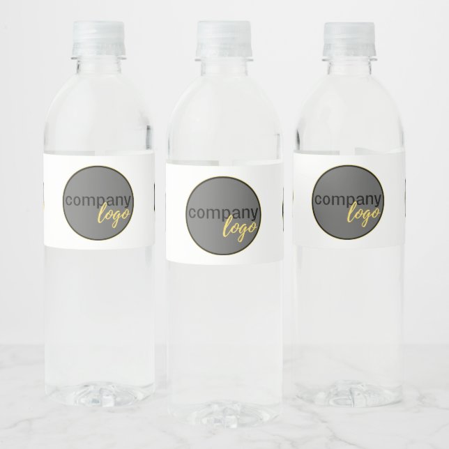MINIMAL BUSINESS LOGO COMPANY BRANDING WHITE WATER BOTTLE LABEL (Bottles)