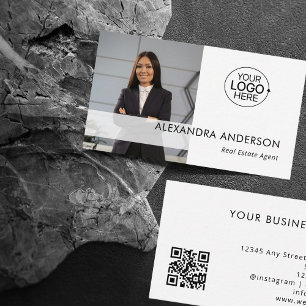 Minimal Business Logo Professional Photo QR Code Business Card
