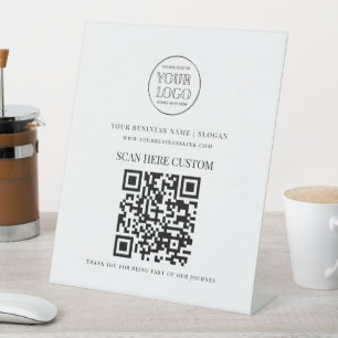 Minimal Business Logo Scan QR CODE Pedestal Sign