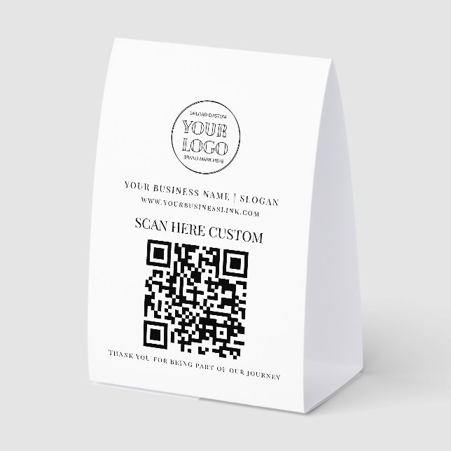 Minimal Business Logo Scan QR CODE Table Tent (Front)