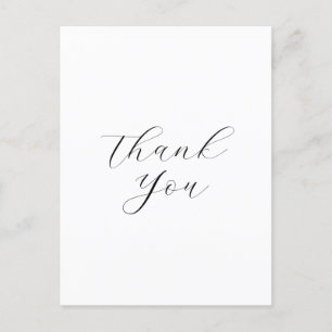 Minimal Business Logo Script Thank You White Postcard