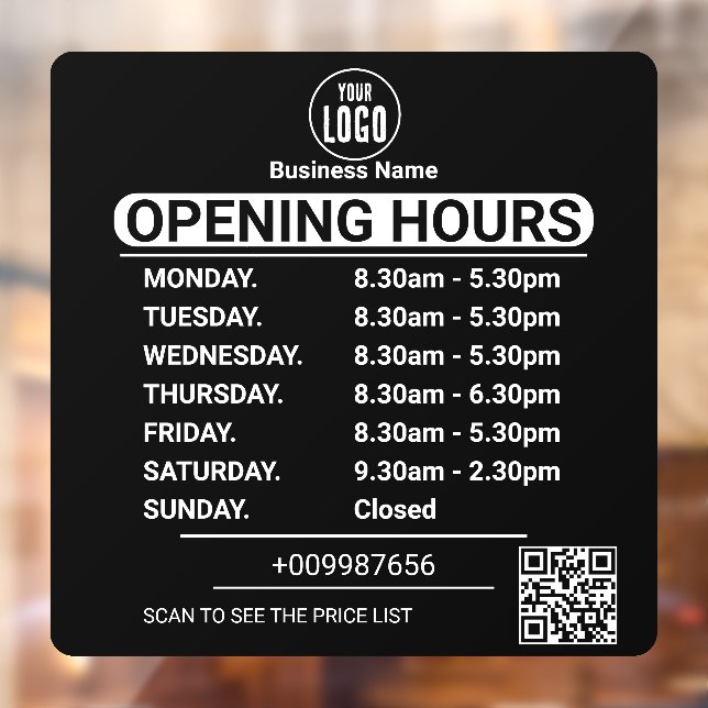 Minimal Business Name Store Hours Of OperatioN (Sheet 2)