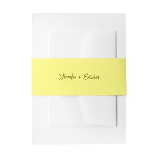 Minimal Butter Yellow Wedding Invitation Belly Band