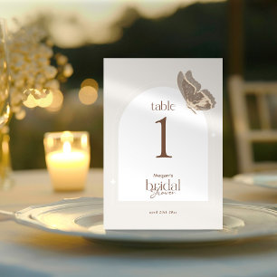 Minimal Butterfly Bridal Shower Table Number Card